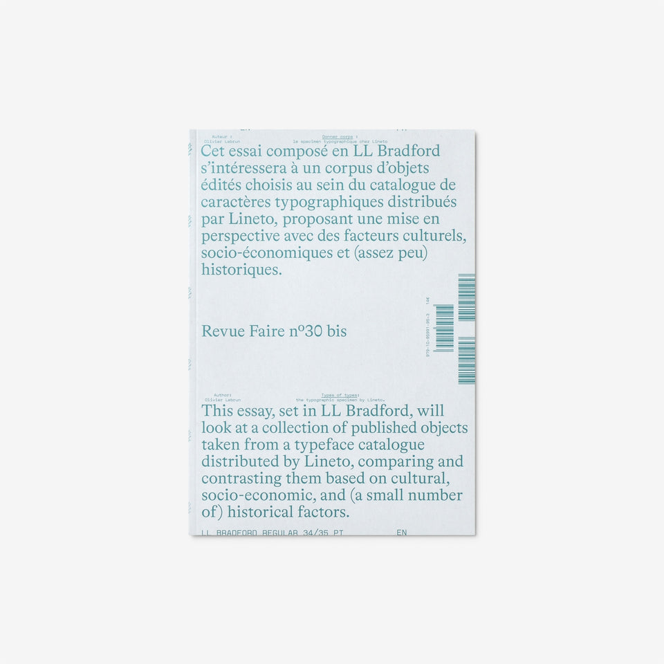 Revue Faire 30 bis — Types of types: the typographic specimen by Lineto