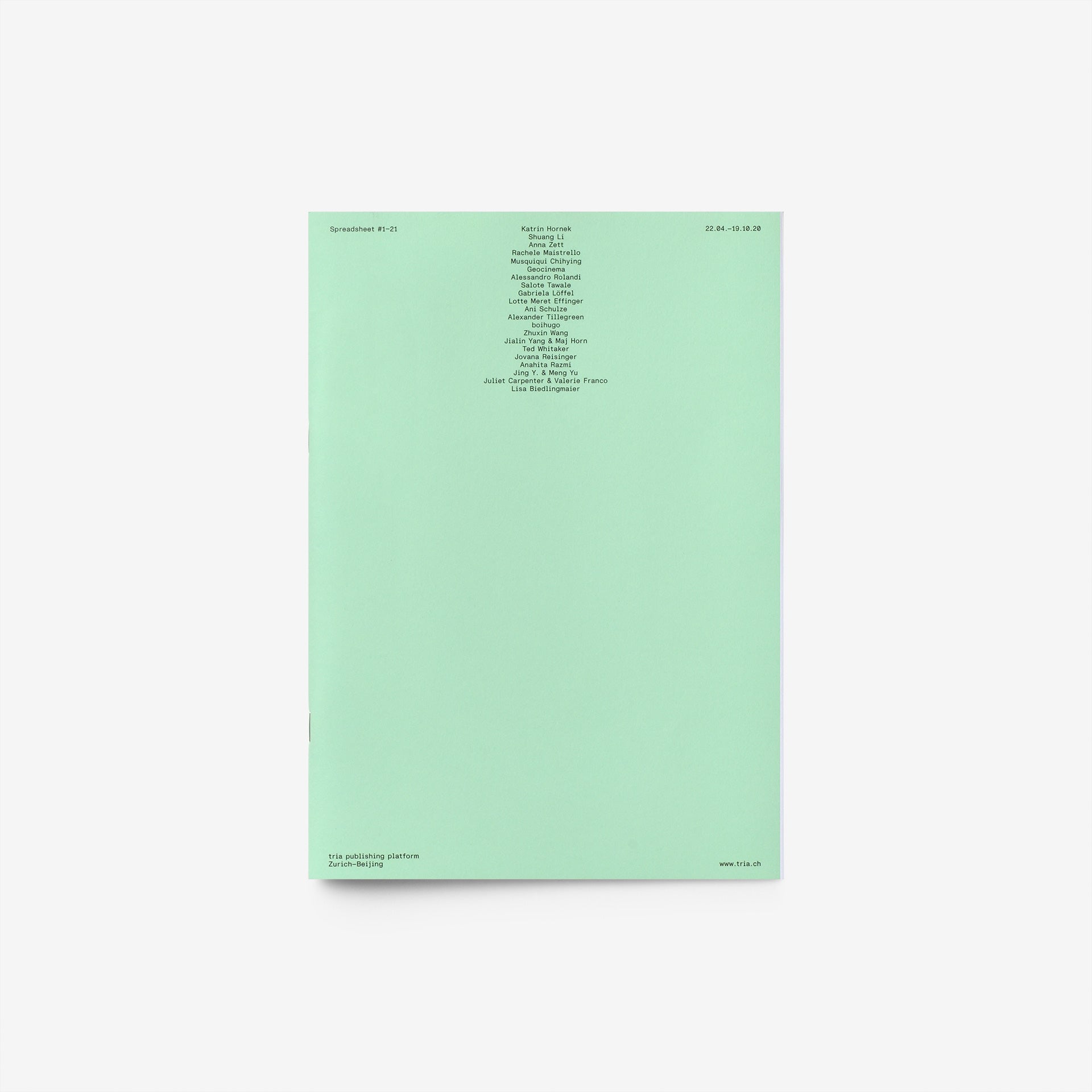 Spreadsheet #1–21 (Light Green)